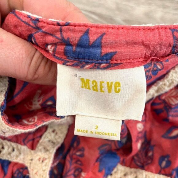 Maeve Anthropologie Abella Floral Butterfly Blouse Size 2 Roll Tab Long Sleeve - Picture 4 of 8